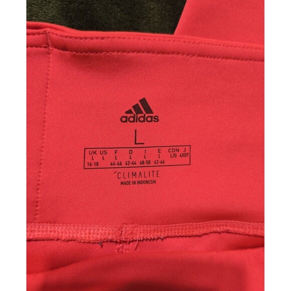 Women's Adidas Pants Capris Cropped Stripes Red White Athletic Poly Large - Picture 5 of 6